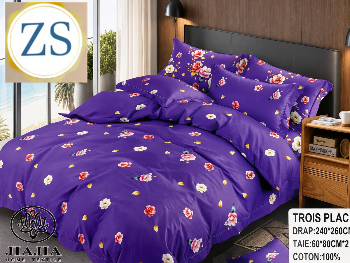 Ensemble 4 pièces Violet Fleuri